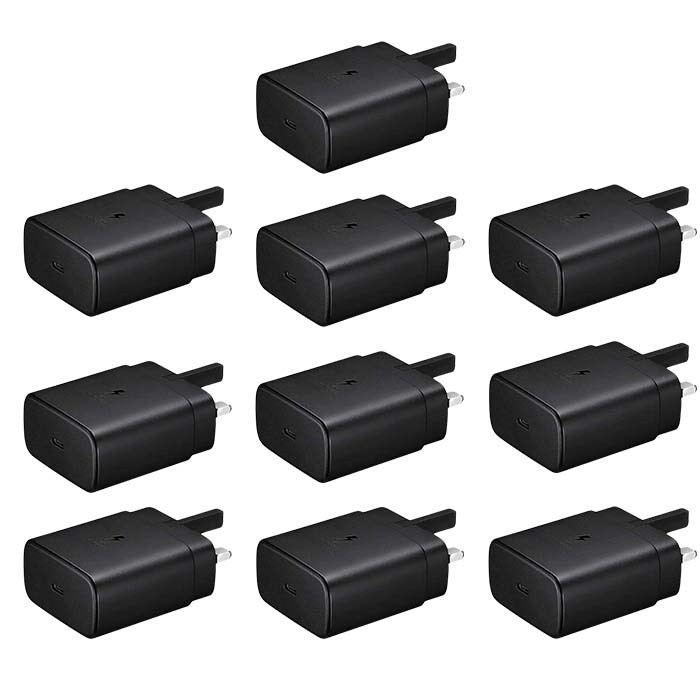 پک ده عددی شارژر سامسونگ سریع  مدل EP-T2510 ظرفیت ۲۵ وات سه پین بارکد دار بدون کابل ویتنام اصل super fast charging